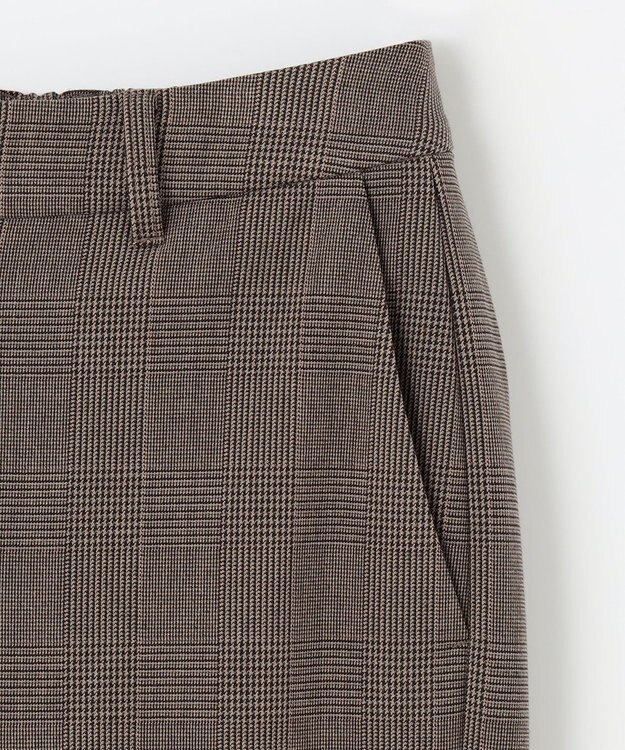 ANY L 【洗濯機可/ストレッチ/ウエストゴム/裏起毛】マルチファンクションストレッチチェックワイドパンツ ブラウンチェック