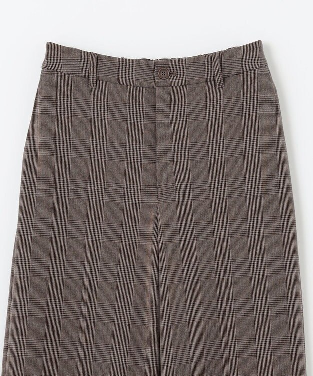 ANY L 【洗濯機可/ストレッチ/ウエストゴム/裏起毛】マルチファンクションストレッチチェックワイドパンツ ブラウンチェック