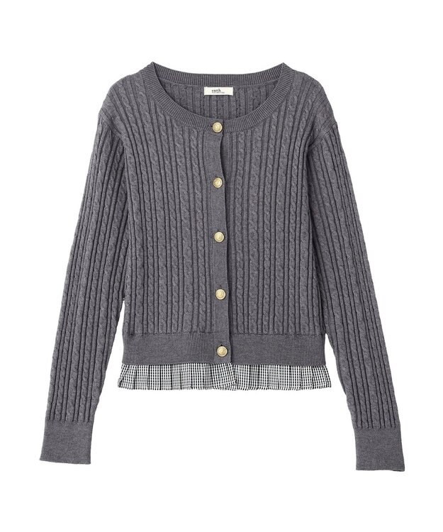 earth music&ecology 【予約】プリーツレイヤーケーブルニットカーディガン Gray