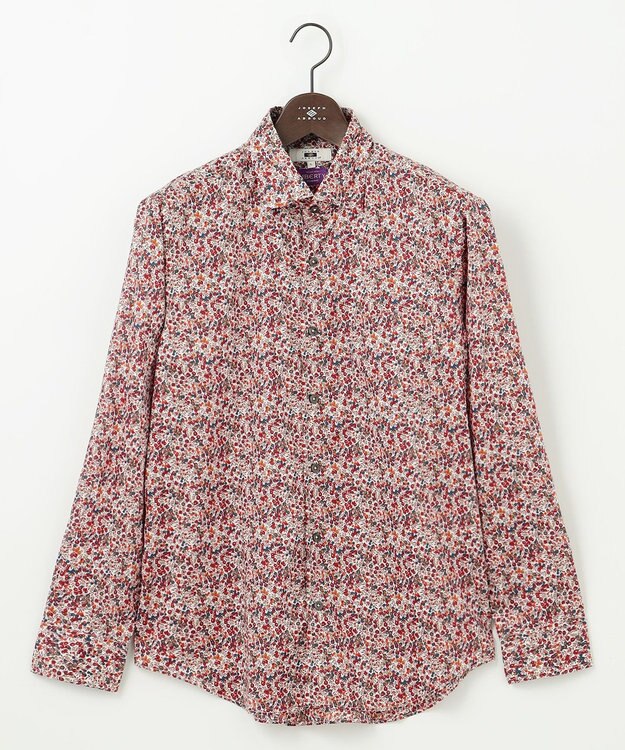 JOSEPH ABBOUD 【洗える】リバティプリント シャツ ワイン系5