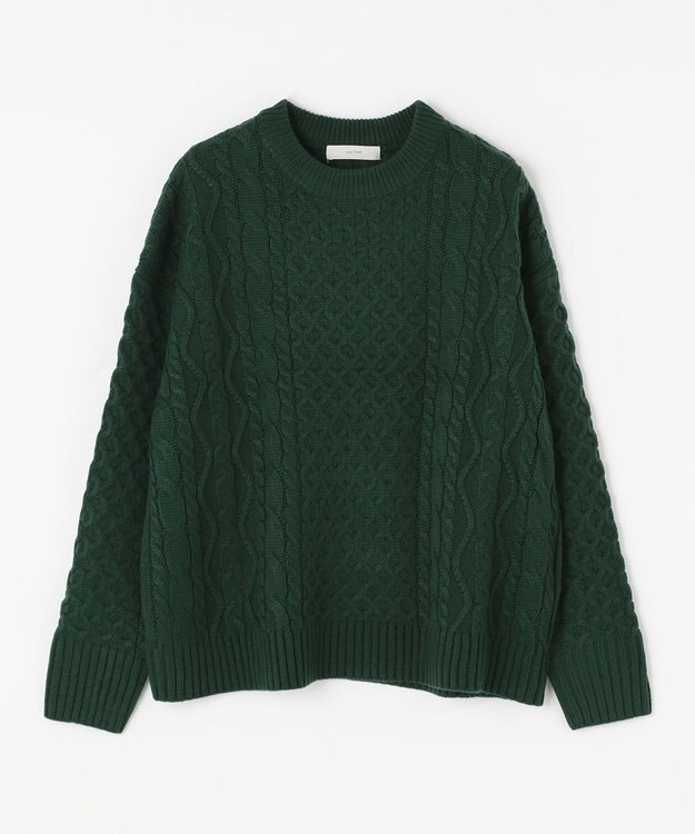 ANY L 【洗濯機可】ソフトタッチケーブルニット グリーン系