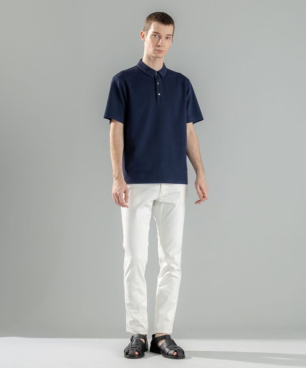 JOSEPH HOMME 新型【オリジナル素材/シワになりにくい】ライトタックジャージー　ポロシャツ ネイビー系