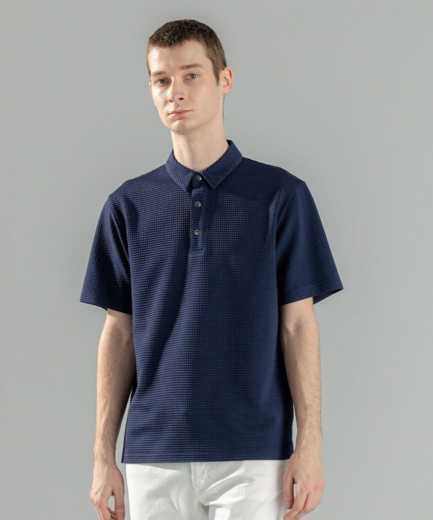 JOSEPH HOMME 新型【オリジナル素材/シワになりにくい】ライトタックジャージー　ポロシャツ ネイビー系