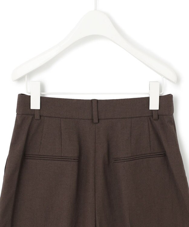 ICB 【洗える】 LooseWeave タックショートパンツ ダークブラウン系