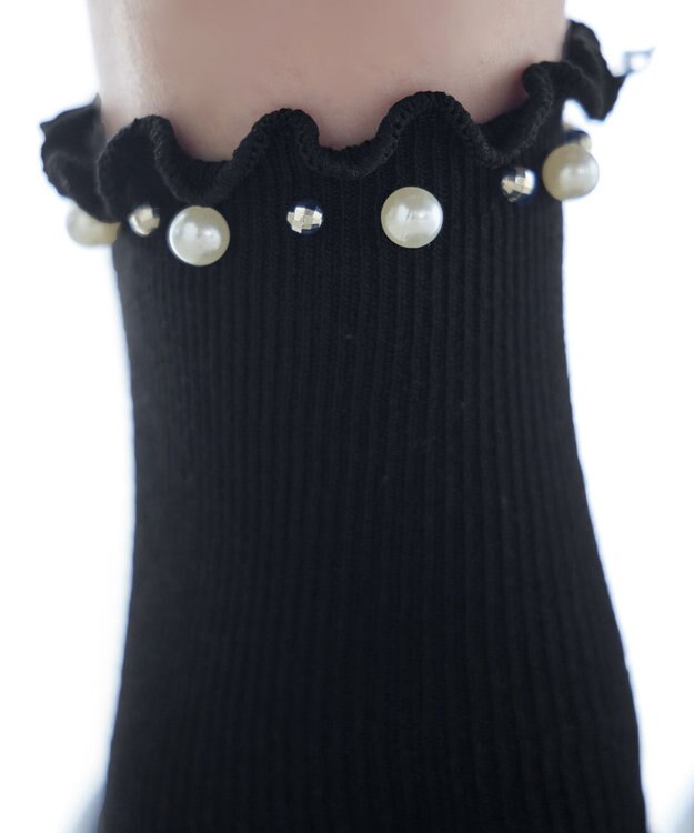 Tiaclasse パール付きフリルソックス ブラック