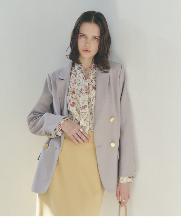 YECCA VECCA 金釦テーラードジャケット Gray Beige