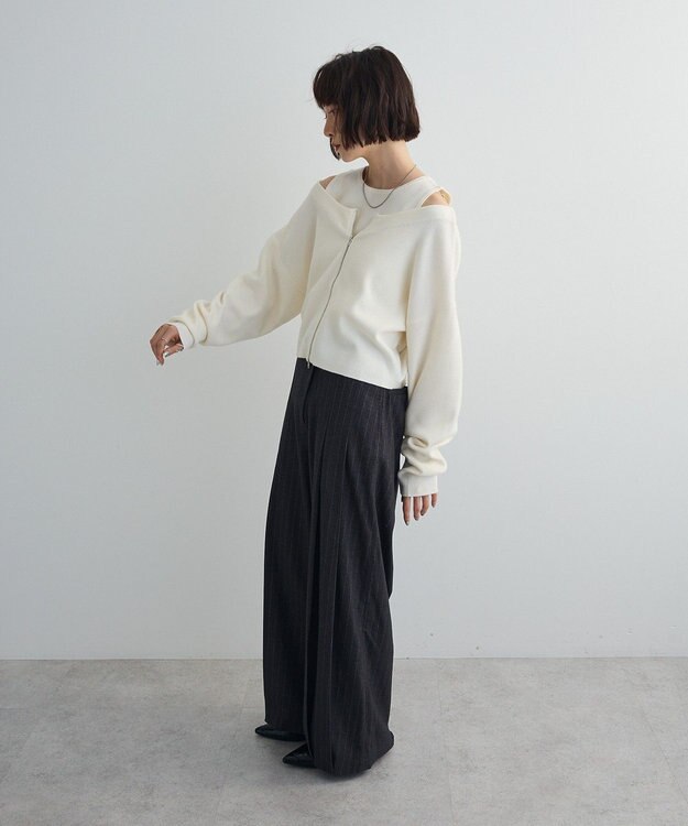 Green Parks SET2点Zipニットカーディガン+アメスリタンク Ivory