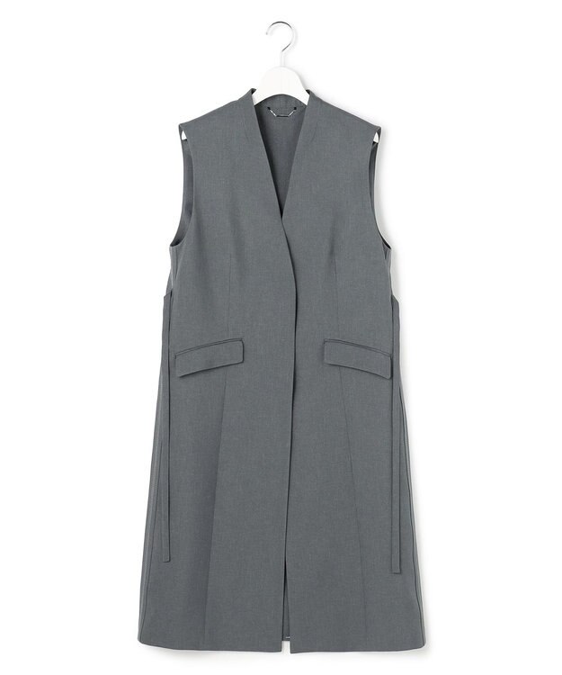 ICB L 【WEB＆一部店舗限定】 SerikaWorsted ノーカラーロングジレ ミディアムグレー