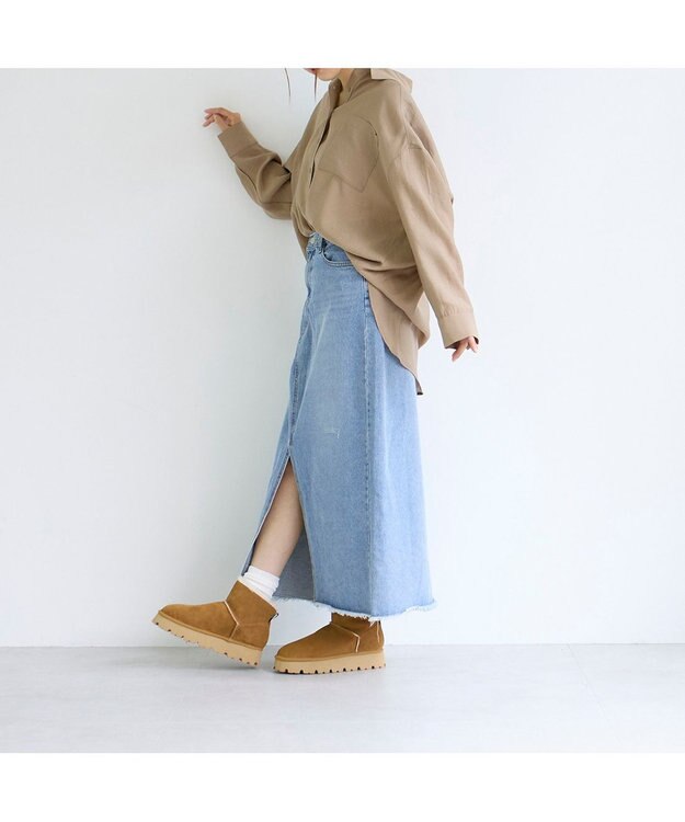 MODE ET JACOMO <carino>本革ムートンショートブーツ キャメル