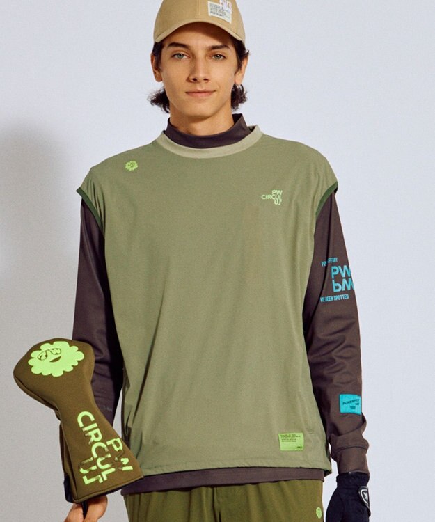 PW CIRCULUS 【撥水加工 / 小さくまとまる】【UNISEX】オーバーサイズ パッカブルベスト ゴルフウェア メンズ レディース グリーン系