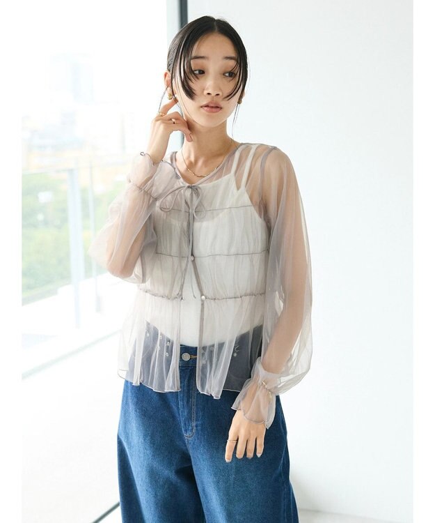 CRAFT STANDARD BOUTIQUE チュール２ｗａｙカーディガン Gray