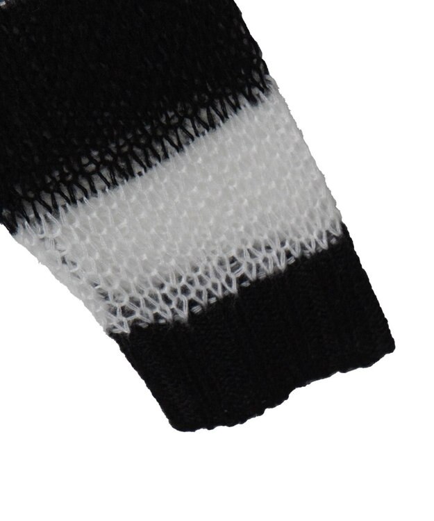 WEGO ボーダーモヘアタッチメッシュニットプルオーバー ホワイト