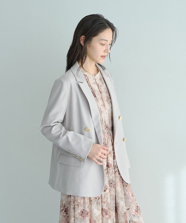 YECCA VECCA 金釦テーラードジャケット Gray Beige