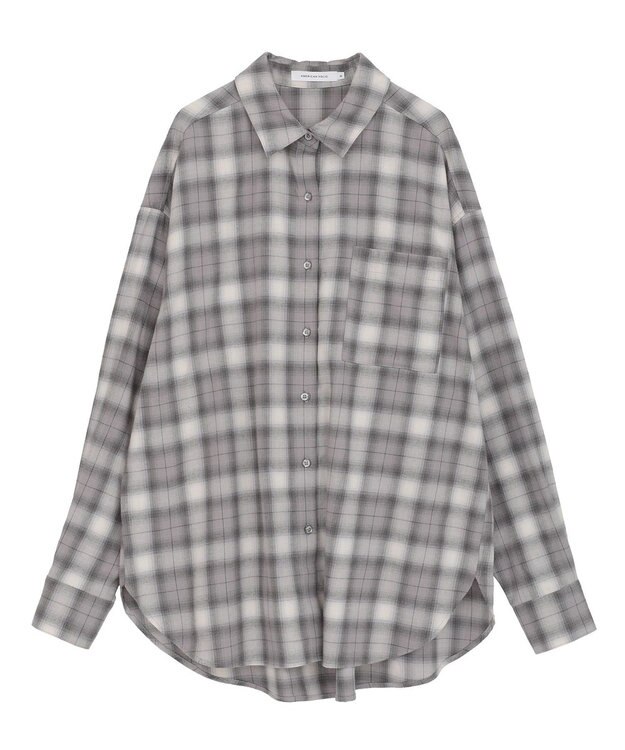 AMERICAN HOLIC ビエラ起毛チェックシャツ Gray