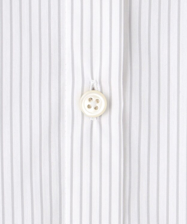 自由区 【洗える】シャーリング ブラウス グレーストライプ