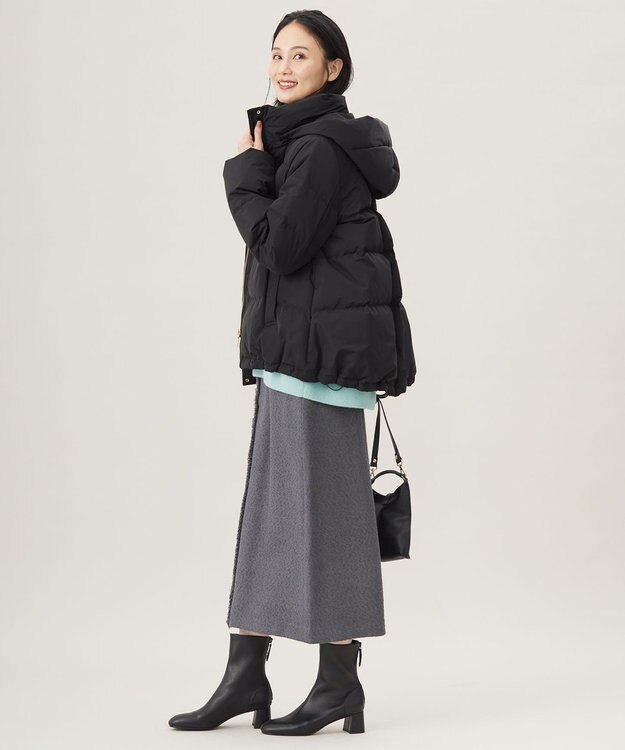 自由区 L 【洗える】マイクロタッサーダウン コート ブラック