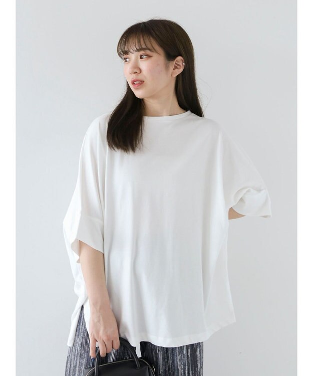 Green Parks 冷っとすずやか　ドルマンカット５分袖プルオーバー Off White