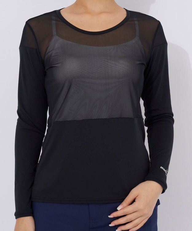 FILA GOLF／marie claire 【Marie claire sports】メッシュ切替アンダーシャツ ブラック