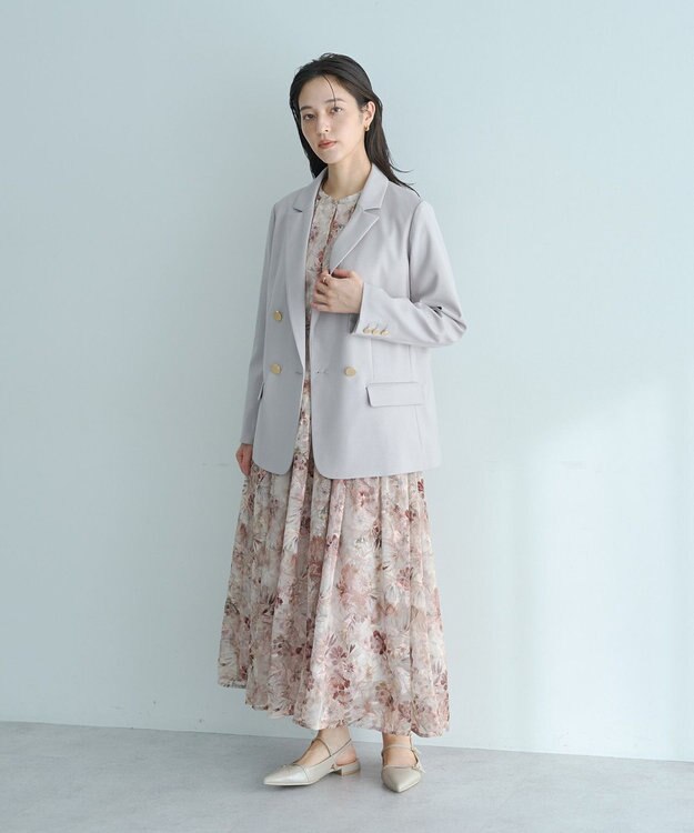 YECCA VECCA 金釦テーラードジャケット Gray Beige