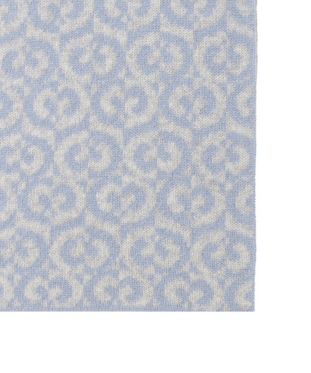 MOONBAT mila schon (ミラ・ショーン) カシミヤ100％ ジャガードプチマフラー リバーシブル サックスブルー