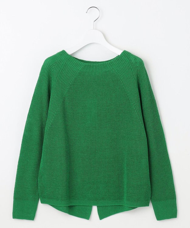 自由区 【WEB限定カラーあり・洗える】リネンミドルゲージボートネック ニット [新色]グリーン