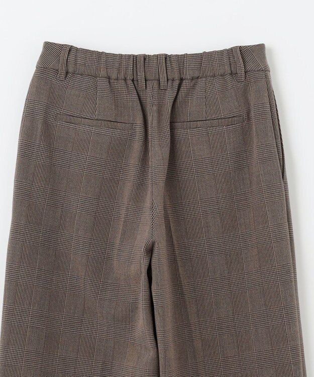 ANY L 【洗濯機可/ストレッチ/ウエストゴム/裏起毛】マルチファンクションストレッチチェックワイドパンツ ブラウンチェック