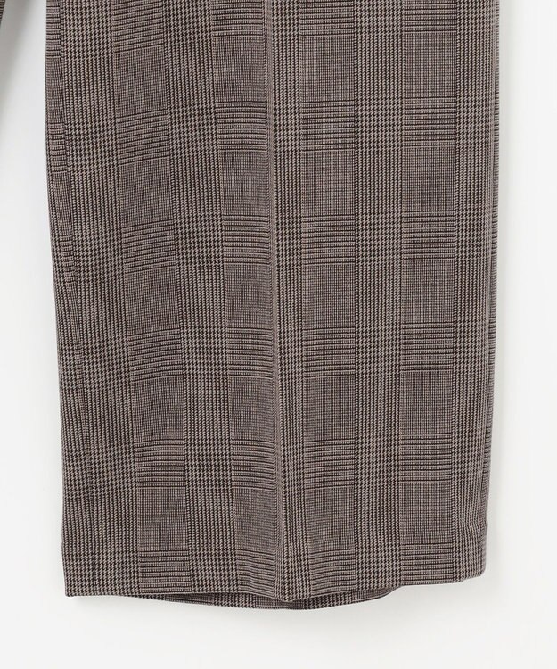 ANY L 【洗濯機可/ストレッチ/ウエストゴム/裏起毛】マルチファンクションストレッチチェックワイドパンツ ブラウンチェック