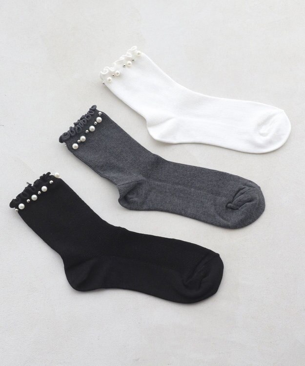 Tiaclasse パール付きフリルソックス オフホワイト