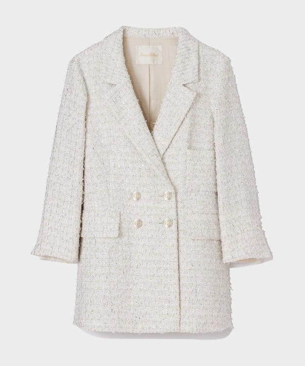 GRACE CONTINENTAL ツイードテーラードコート ホワイト