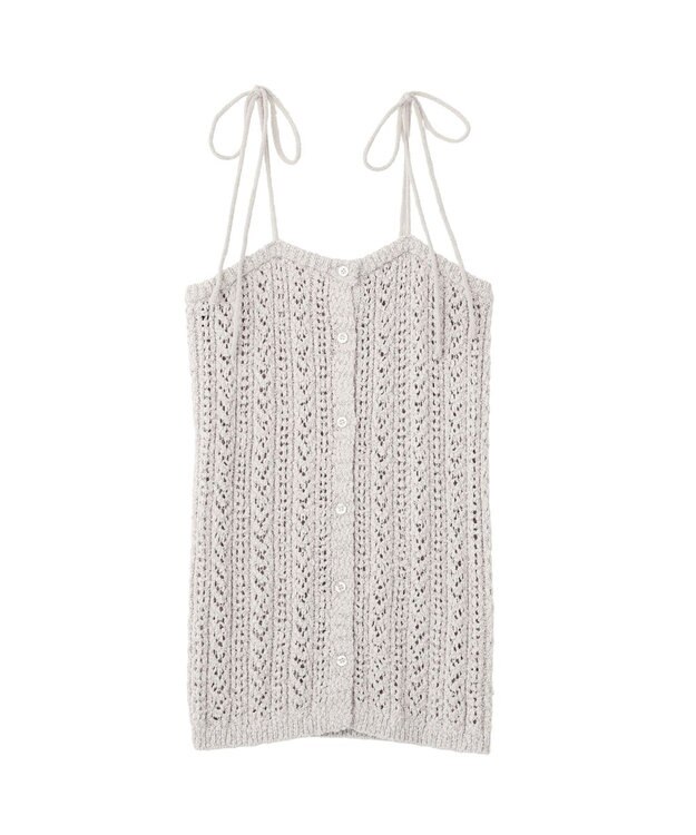 earth music&ecology 【予約】透かし編みニットキャミビスチェ ライトグレー