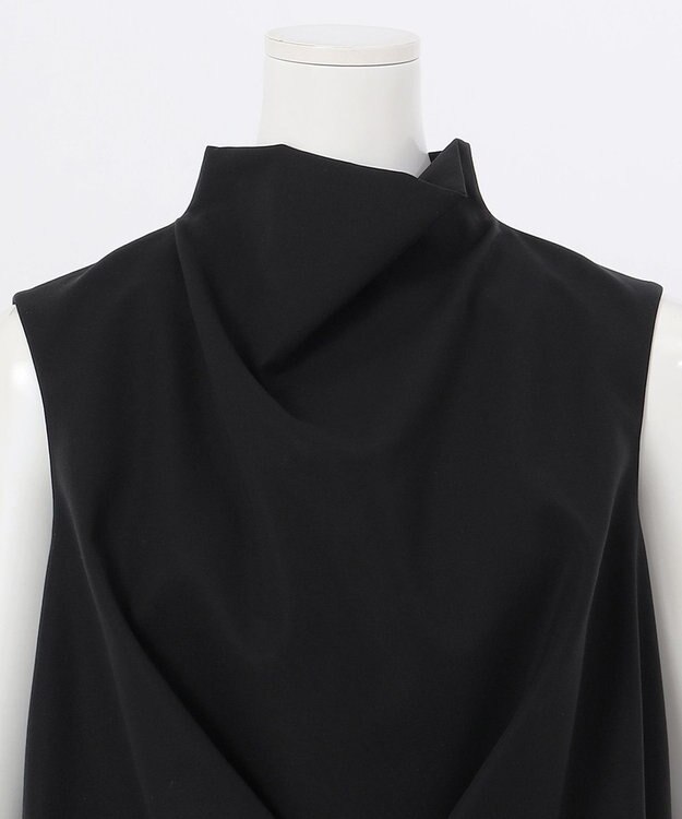 23区 L 【エステータ】コットンダブルクロス ノースリーブブラウス ブラック系