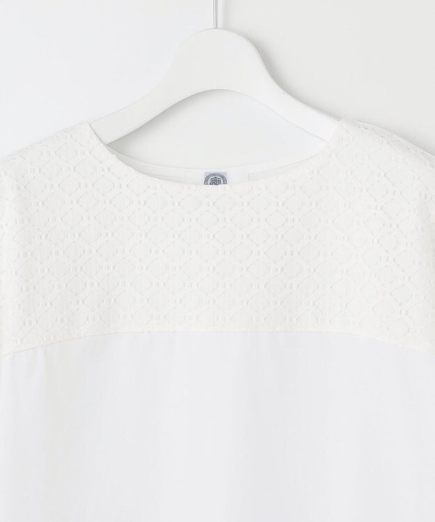 J.PRESS LADIES 【吸水速乾】レーシーコンビ フレンチスリーブ カットソー ホワイト系