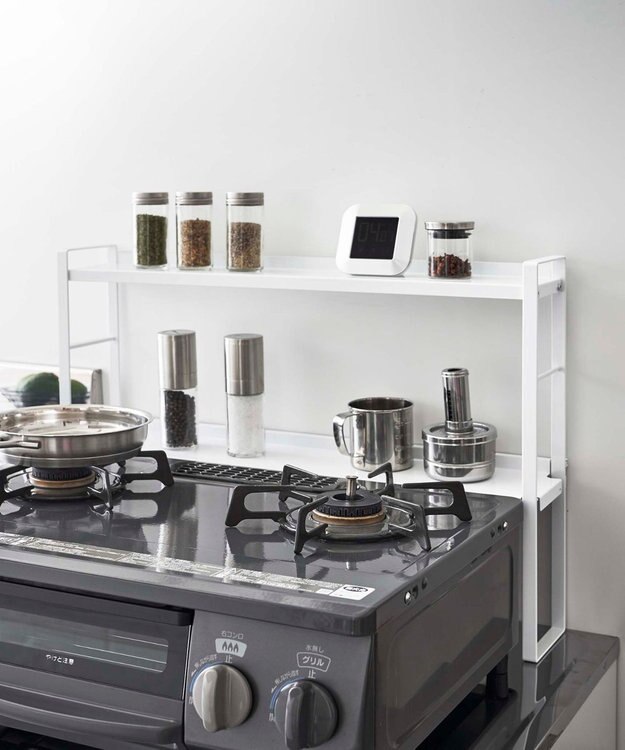 tower コンロ奥隙間ラック タワー 2段 ホワイト ホワイト