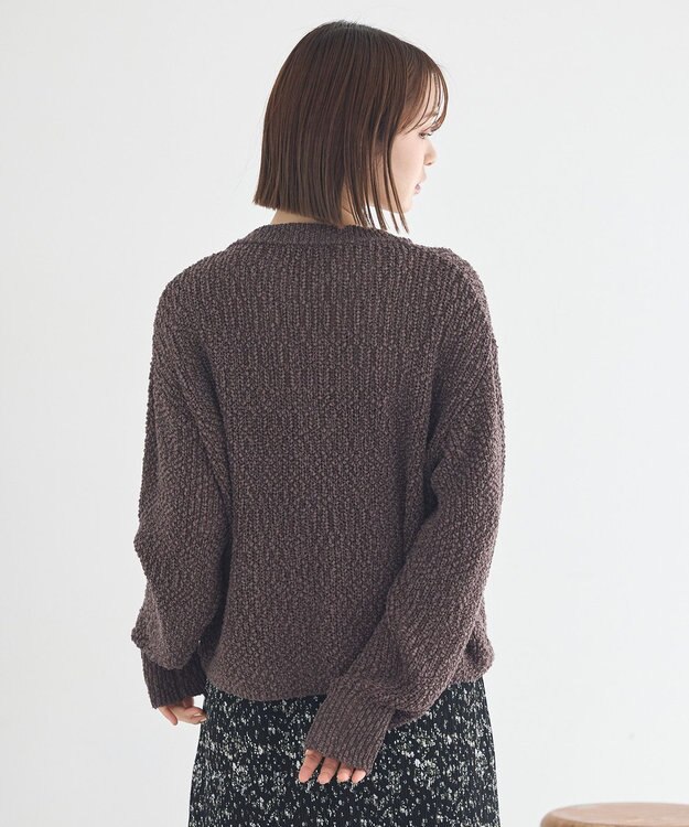 earth music&ecology 【予約】ぽんぽんスキッパーカーディガン ブラウン