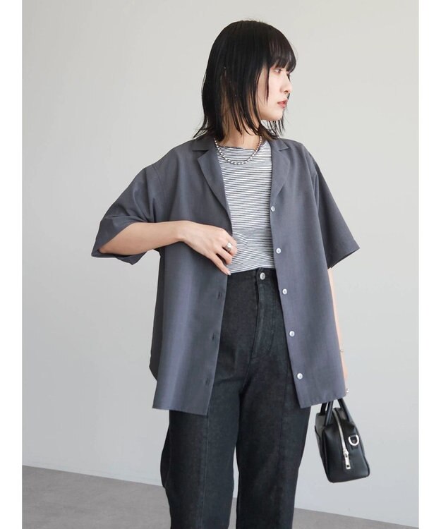 Green Parks 速乾開襟シャツ Charcoal Gray