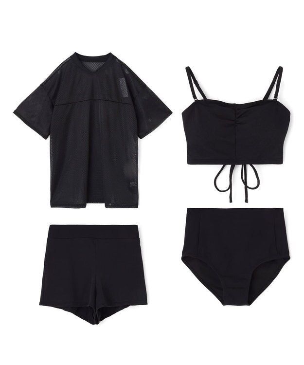 San-ai Resort（三愛水着楽園） WEB限定メッシュTシャツブラトップ4点セット水着 ブラックムジ1