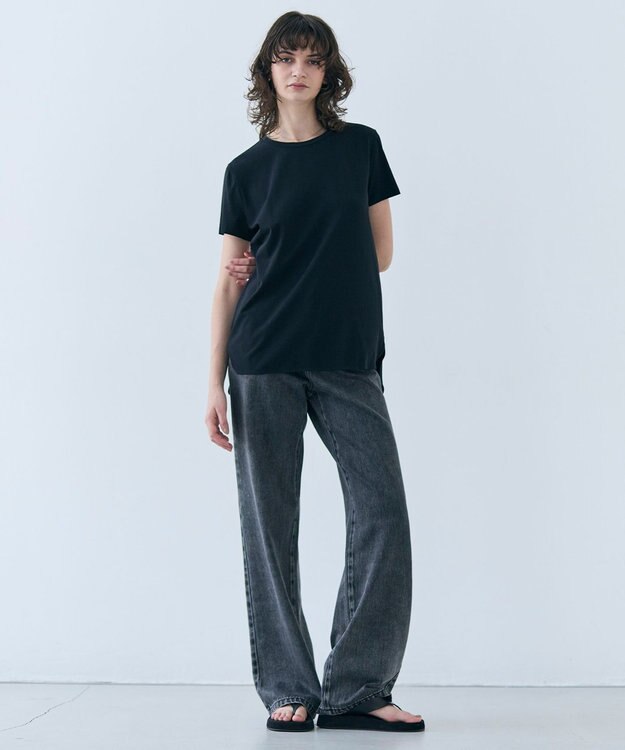 BEIGE， 【洗える】BROIS / コットンクルーネックTシャツ Black