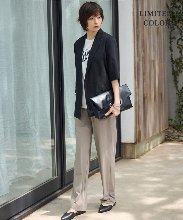 ICB 【WEB限定カラーあり・UVカット・接触冷感・速乾】マットスキューバ セミワイドパンツ クリームブラウン系［WEB限定］