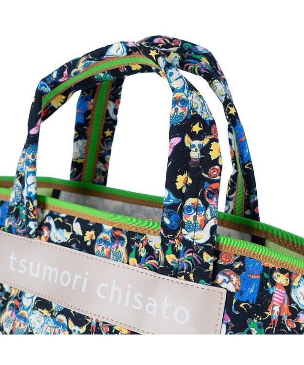 tsumori chisato CARRY 森のどうぶつたち ハンドバッグ 中サイズ ブラック