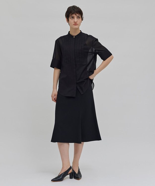 BEIGE， 【洗える】BAC / バンドカラーブラウス Black