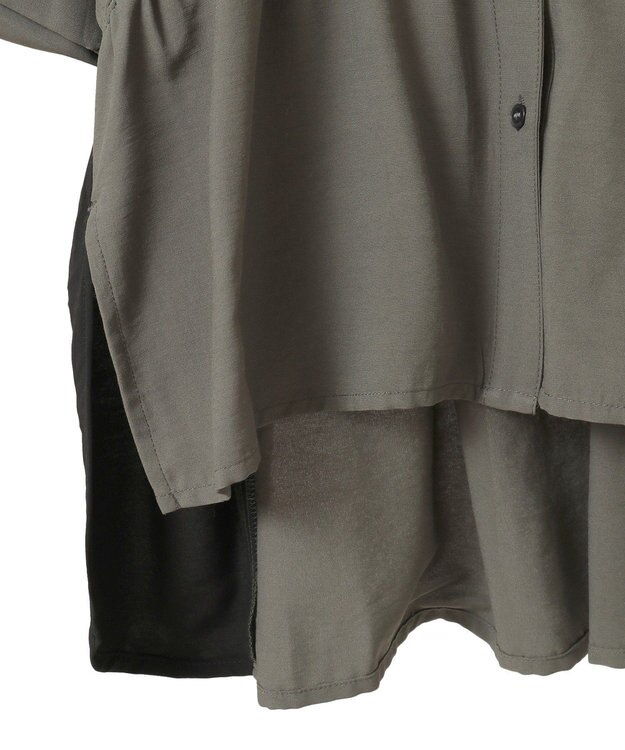 YECCA VECCA ギャザーデザイン配色シャツ Khaki