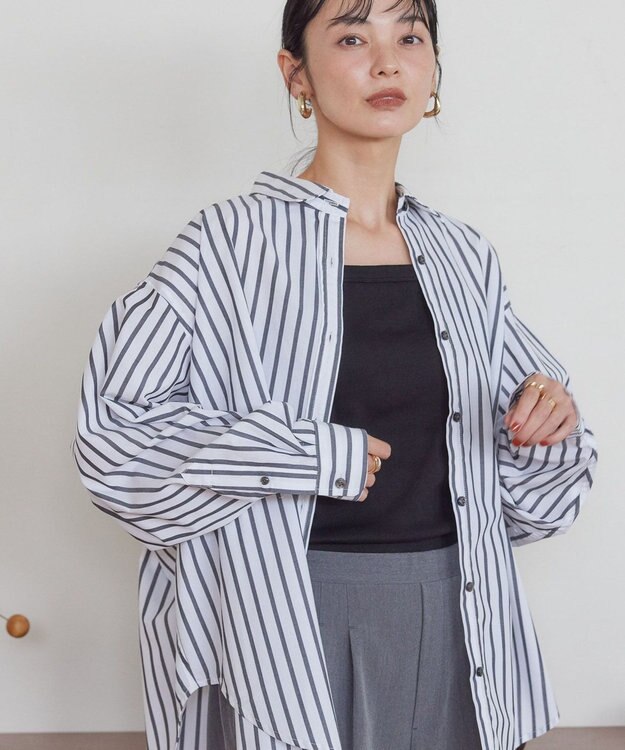 AMERICAN HOLIC イージーケアブロードシャツ Stripe Black