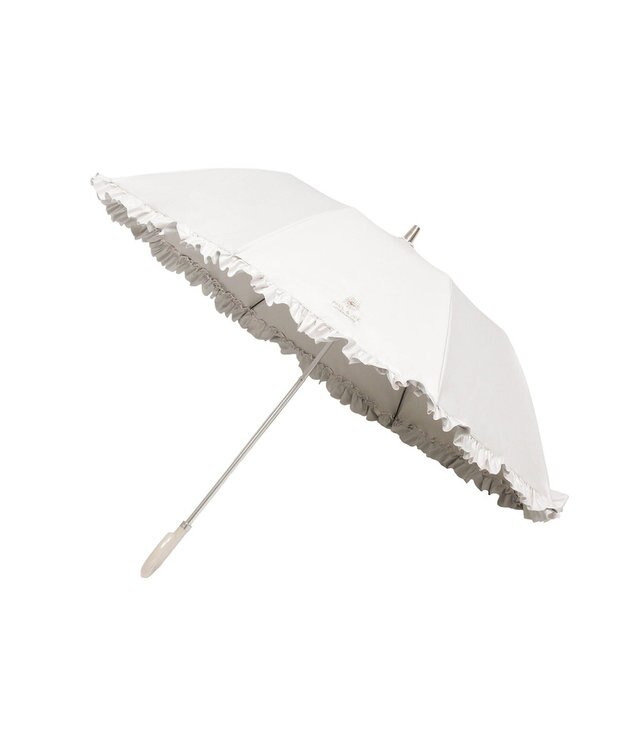 MOONBAT 【晴雨兼用折りたたみ日傘】ポール & ジョー (PAUL & JOE ACCESSOIRES) クリザンテームワンポイントフリル 一級遮光99.99% 遮熱 UV 晴雨兼用 オフホワイト