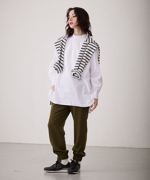 J.PRESS YORK STREET 【WOMEN】バックボタン ストライプブラウス ホワイト系