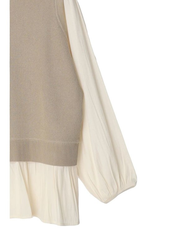 Green Parks とろみ布帛ドッキングニットチュニック Beige