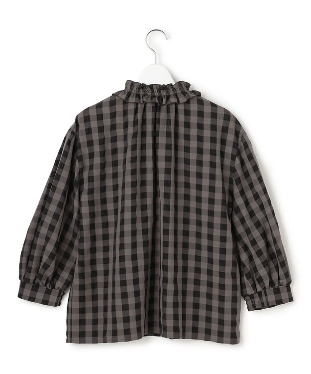 23区 L 【WEB&一部店舗限定】ブロックチェック フリル ブラウス モノトーンチェック