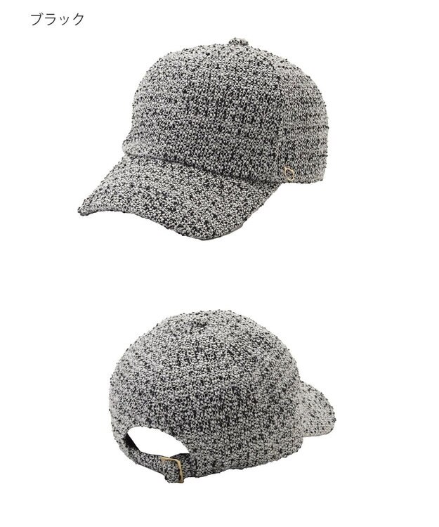 MOONBAT PAUL&JOE ACCESSOIRES(ポール&ジョー)ツイード キャップ 帽子 ネコチャーム付 UVカット ブラック