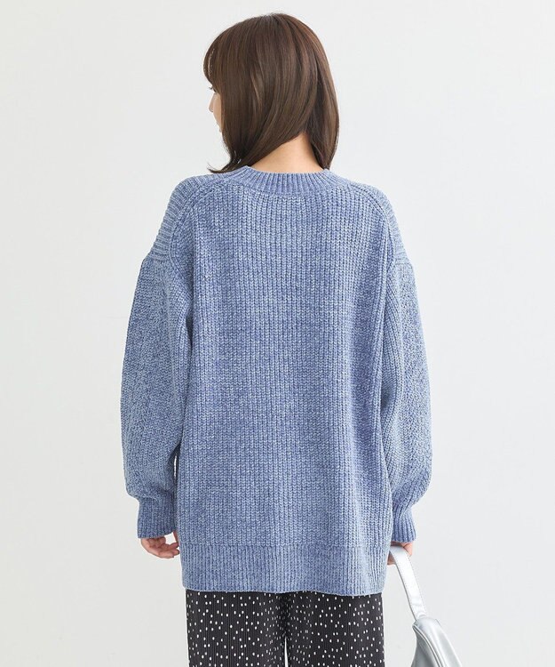 earth music&ecology シャイニーベロアチュニック Blue