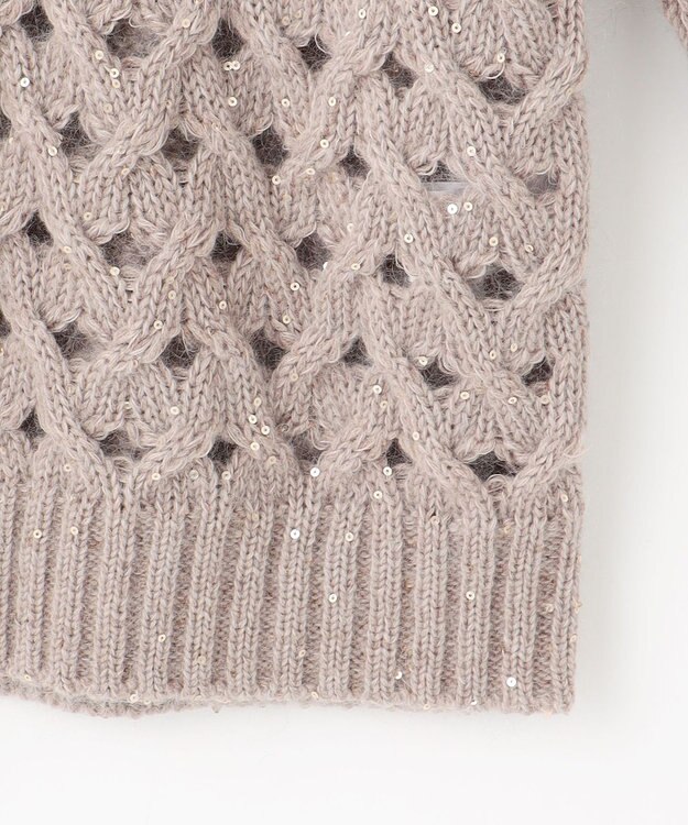 自由区 【カトリエムブーケ】Paillette mix スパンコールプルオーバーニット ベージュ