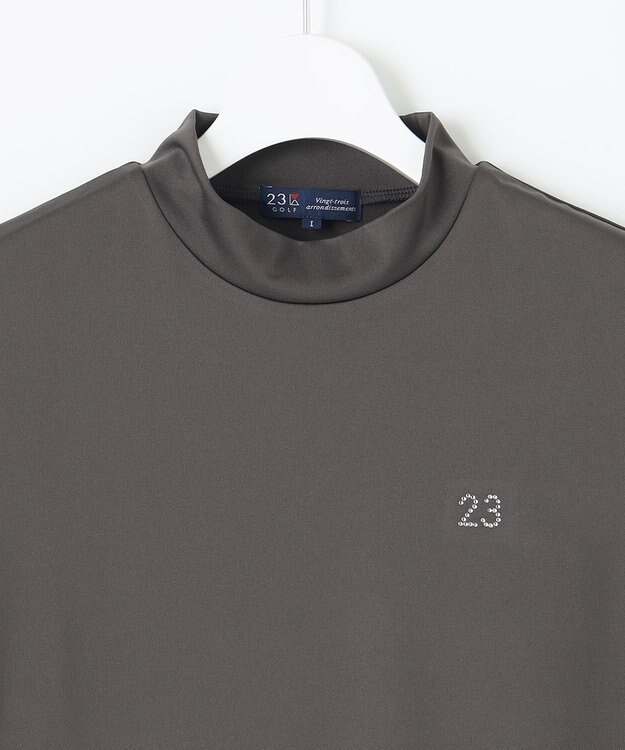 23区GOLF 人気デザインがリバイバル！【WOMEN】レース袖 半袖モックネックシャツ グレー系